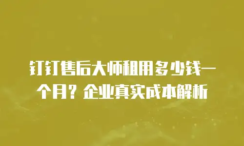 钉钉售后大师租用多少钱一个月？企业真实成本解析