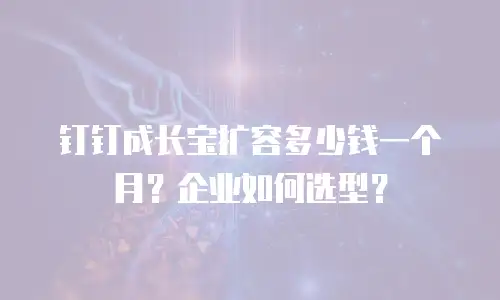 钉钉成长宝扩容多少钱一个月？企业如何选型？