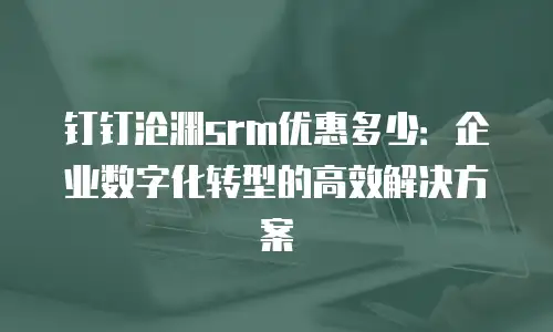 钉钉沧渊srm优惠多少：企业数字化转型的高效解决方案
