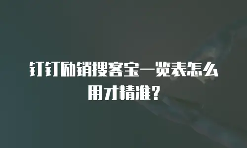 钉钉励销搜客宝一览表怎么用才精准？