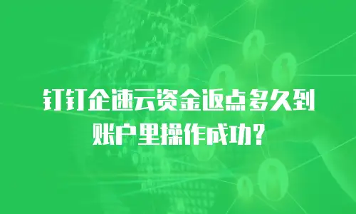 钉钉企速云资金返点多久到账户里操作成功？