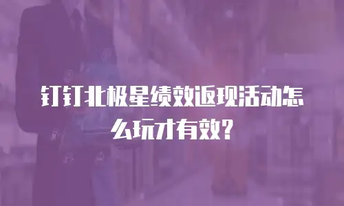 钉钉北极星绩效返现活动怎么玩才有效？