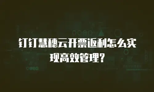 钉钉慧穗云开票返利怎么实现高效管理？