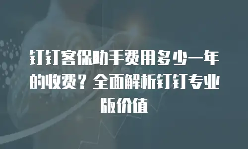 钉钉客保助手费用多少一年的收费？全面解析钉钉专业版价值
