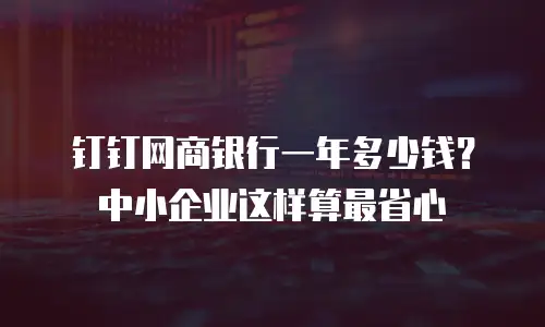 钉钉网商银行一年多少钱？中小企业这样算最省心