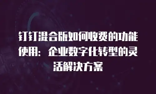 钉钉混合版如何收费的功能使用：企业数字化转型的灵活解决方案