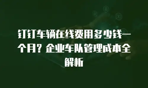 钉钉车辆在线费用多少钱一个月？企业车队管理成本全解析