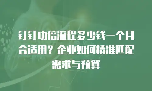 钉钉功倍流程多少钱一个月合适用？企业如何精准匹配需求与预算