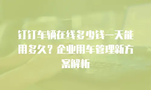 钉钉车辆在线多少钱一天能用多久？企业用车管理新方案解析