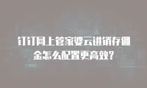 钉钉网上管家婆云进销存佣金怎么配置更高效？