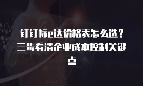 钉钉标e达价格表怎么选？三步看清企业成本控制关键点