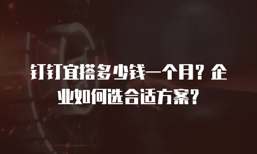 钉钉宜搭多少钱一个月？企业如何选合适方案？