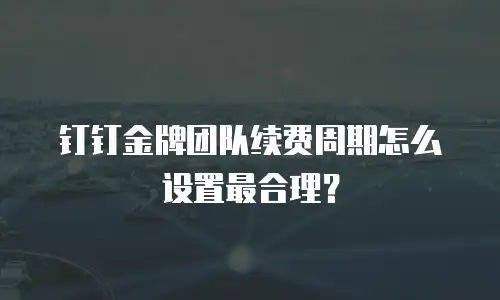 钉钉金牌团队续费周期怎么设置最合理？