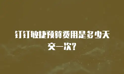 钉钉敏捷预算费用是多少天交一次？