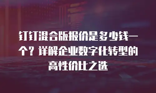 钉钉混合版报价是多少钱一个？详解企业数字化转型的高性价比之选