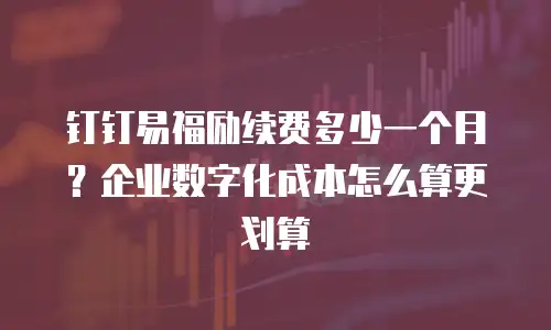 钉钉易福励续费多少一个月？企业数字化成本怎么算更划算