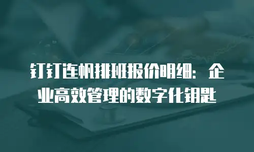 钉钉连帆排班报价明细：企业高效管理的数字化钥匙