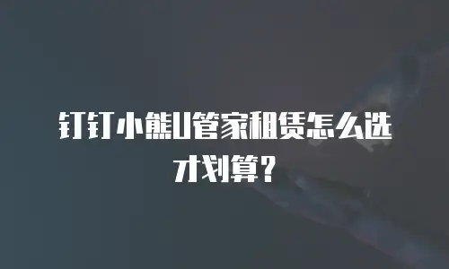 钉钉小熊U管家租赁怎么选才划算？