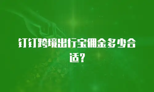 钉钉跨境出行宝佣金多少合适？