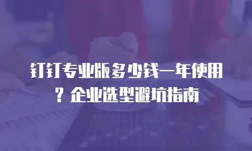 钉钉专业版多少钱一年使用？企业选型避坑指南