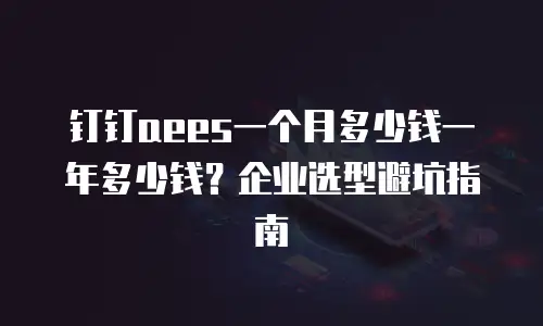 钉钉aees一个月多少钱一年多少钱？企业选型避坑指南