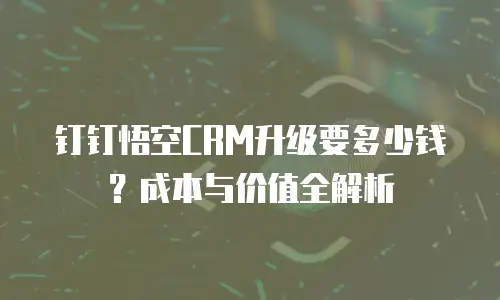 钉钉悟空CRM升级要多少钱？成本与价值全解析