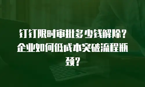 钉钉限时审批多少钱解除？企业如何低成本突破流程瓶颈？