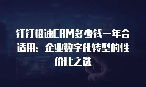 钉钉极速CRM多少钱一年合适用：企业数字化转型的性价比之选
