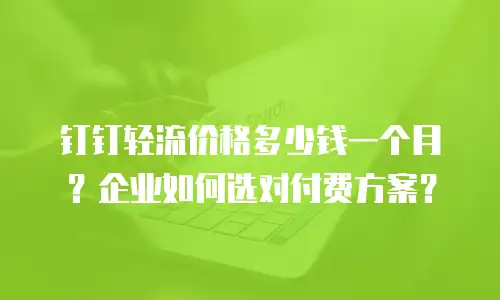 钉钉轻流价格多少钱一个月？企业如何选对付费方案？