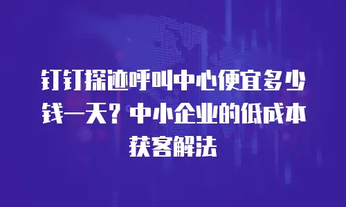 钉钉探迹呼叫中心便宜多少钱一天？中小企业的低成本获客解法