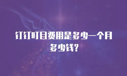 钉钉盯目费用是多少一个月多少钱？