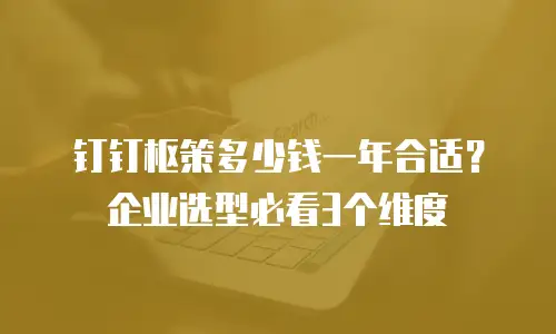 钉钉枢策多少钱一年合适？企业选型必看3个维度