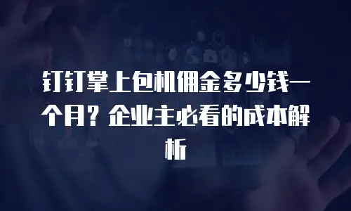 钉钉掌上包机佣金多少钱一个月？企业主必看的成本解析