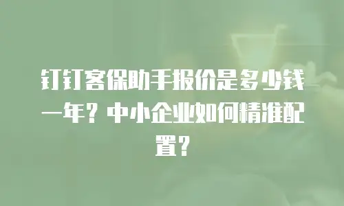 钉钉客保助手报价是多少钱一年？中小企业如何精准配置？