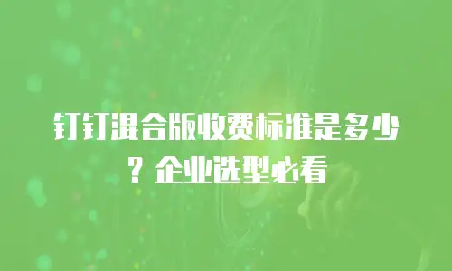 钉钉混合版收费标准是多少？企业选型必看