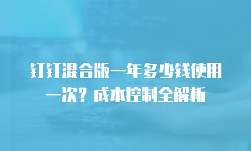 钉钉混合版一年多少钱使用一次？成本控制全解析