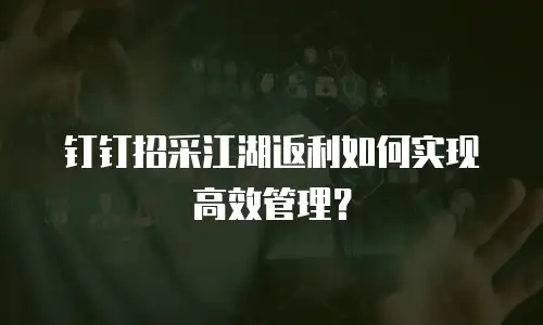 钉钉招采江湖返利如何实现高效管理？