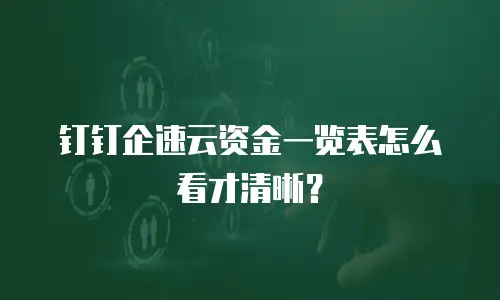 钉钉企速云资金一览表怎么看才清晰？