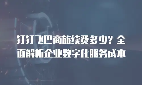 钉钉飞巴商旅续费多少？全面解析企业数字化服务成本