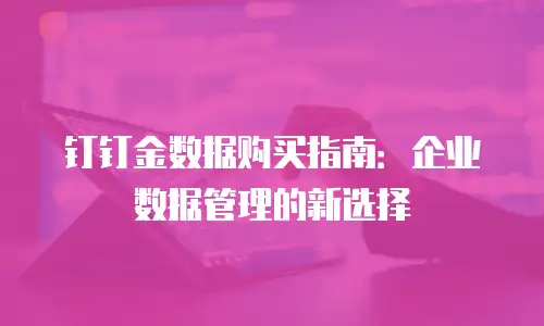 钉钉金数据购买指南：企业数据管理的新选择