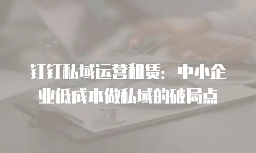 钉钉私域运营租赁：中小企业低成本做私域的破局点