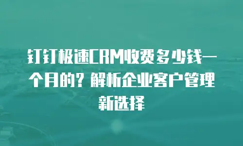 钉钉极速CRM收费多少钱一个月的？解析企业客户管理新选择