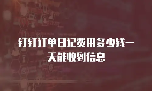 钉钉订单日记费用多少钱一天能收到信息