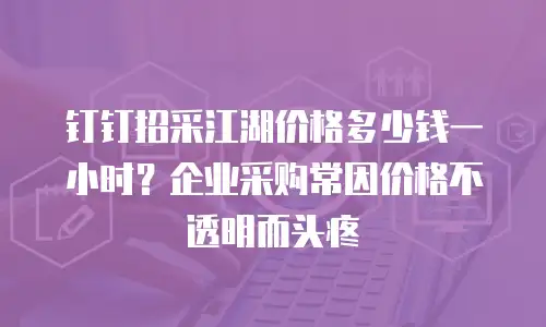 钉钉招采江湖价格多少钱一小时？企业采购常因价格不透明而头疼