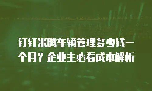 钉钉米腾车辆管理多少钱一个月？企业主必看成本解析