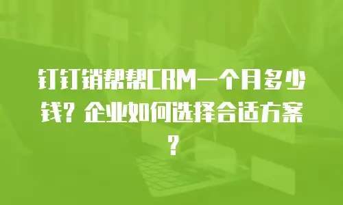 钉钉销帮帮CRM一个月多少钱？企业如何选择合适方案？