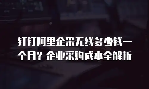 钉钉阿里企采无线多少钱一个月？企业采购成本全解析