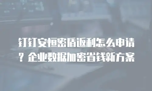 钉钉安恒密盾返利怎么申请？企业数据加密省钱新方案