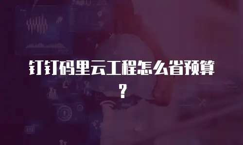 钉钉码里云工程怎么省预算？