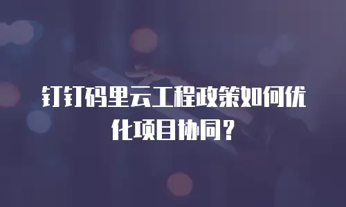 钉钉码里云工程政策如何优化项目协同？